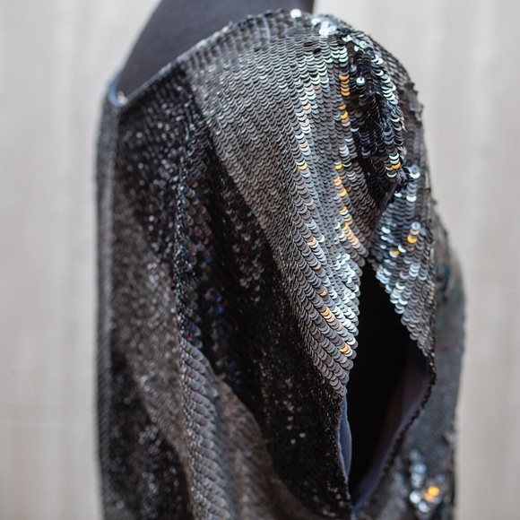 HH Haute Hippie Chevron Sequin Silk shift L - Picture 7 of 8